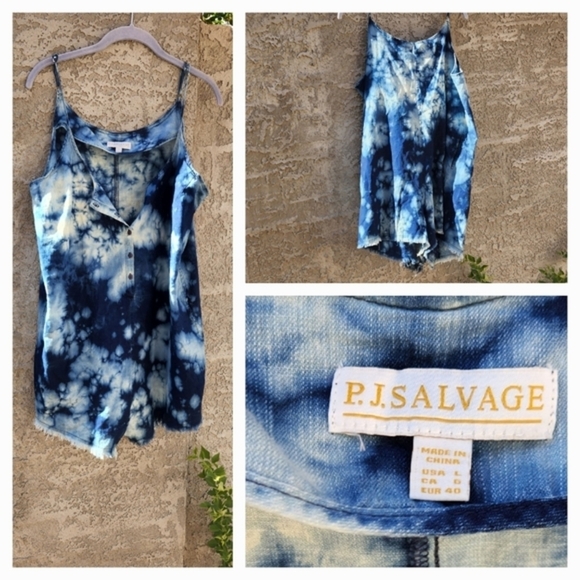 Pj Salvage Tie Dye Blue Romper - Picture 2 of 2